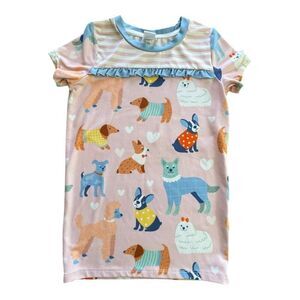 Millie Loves Lily Pink Dog Short Sleeve Ruffle Top Size 6